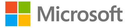 Microsoft logo next to the word Microsoft in gray text.