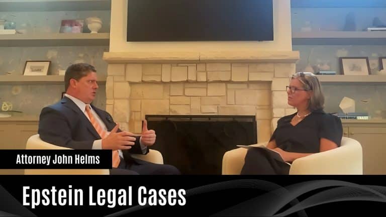Attorney John Helms discusses Epstein legal cases in a video interview.